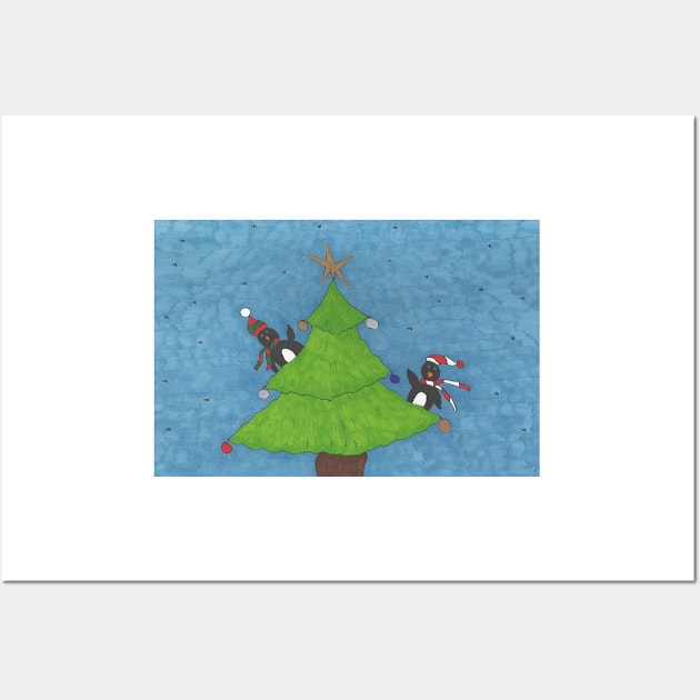 Penguins in a Christmas Tree Wall Art by DanielleGensler